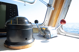 compass on the dash of the Kelly Day fishing boat.